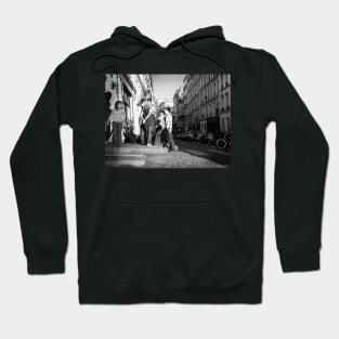 French street imagery group of young adults on Montmartre street corner outside pub Hoodie